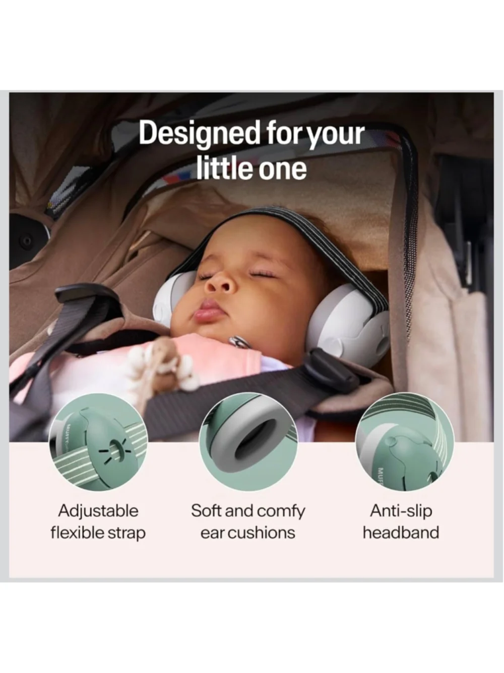 Alpine Muffy Baby Ear Muffs Noise Protection Toddler Sound Protection Sage Green